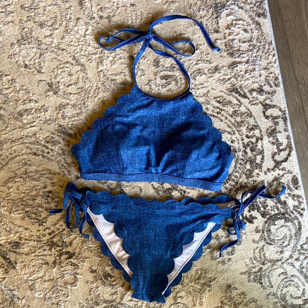 Cute Halter Bikini Set (Blue Jean color)